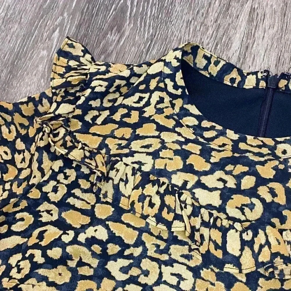 Womens Who What Wear Gold/Brown Patterned Dress - M